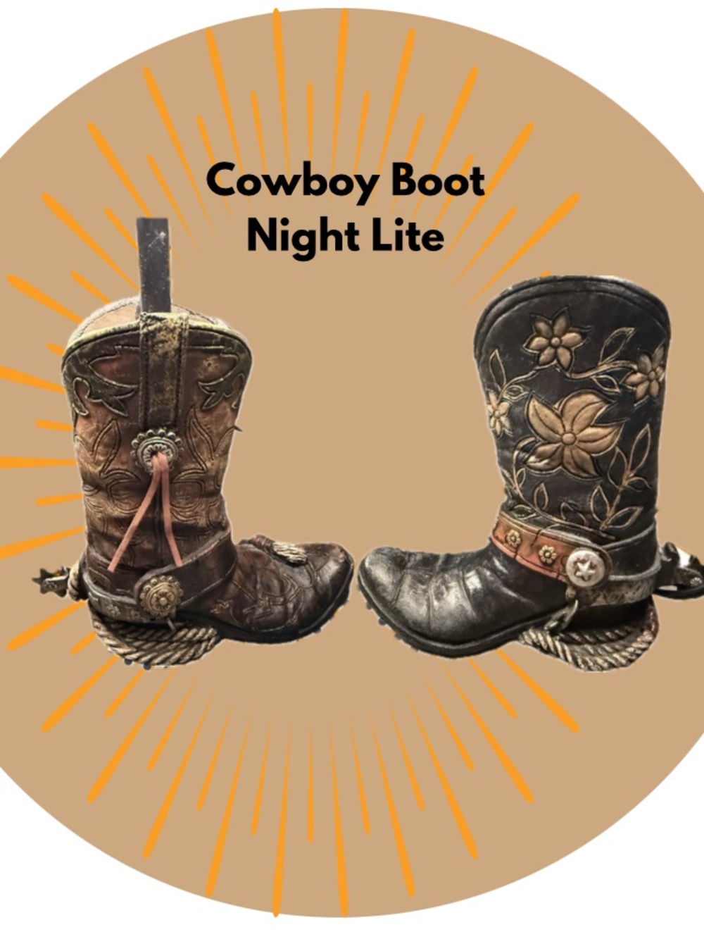 Two Different Designs Resin Cowboy Boot  Night Light Lamps
Can Purchase 1 or 2